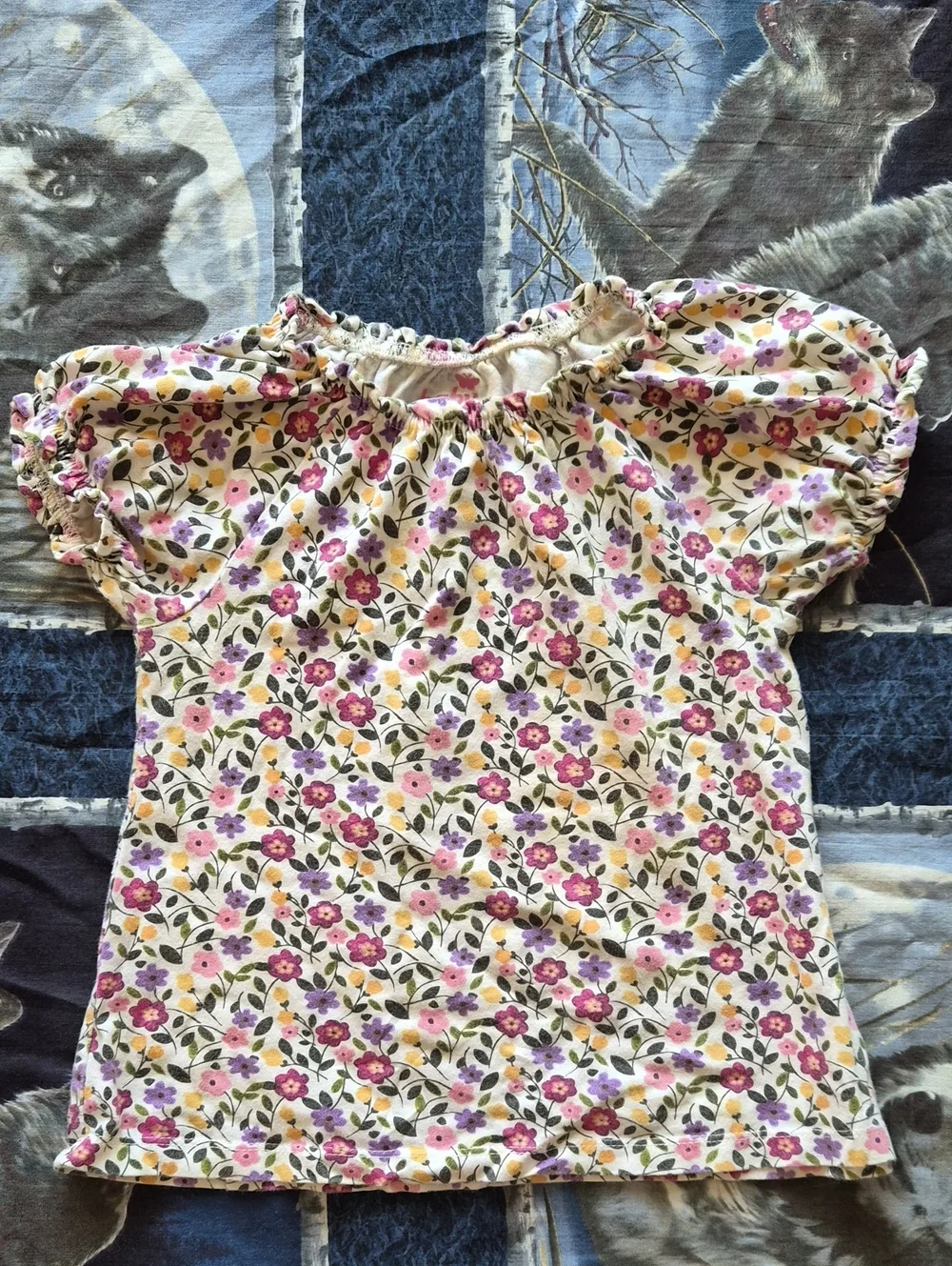 Baby GAP Girls Floral Puff-Sleeve Top
